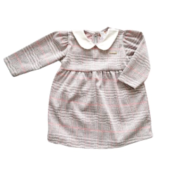 VESTIDO MANGA LONGA XADREZ ROSA