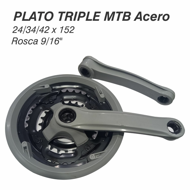 Pédalier VTT IBOWZ – Triple Plateau 24-34-42 Dents, Bras 152 Mm, Axe Carré Conique, En Alliage D'aluminium