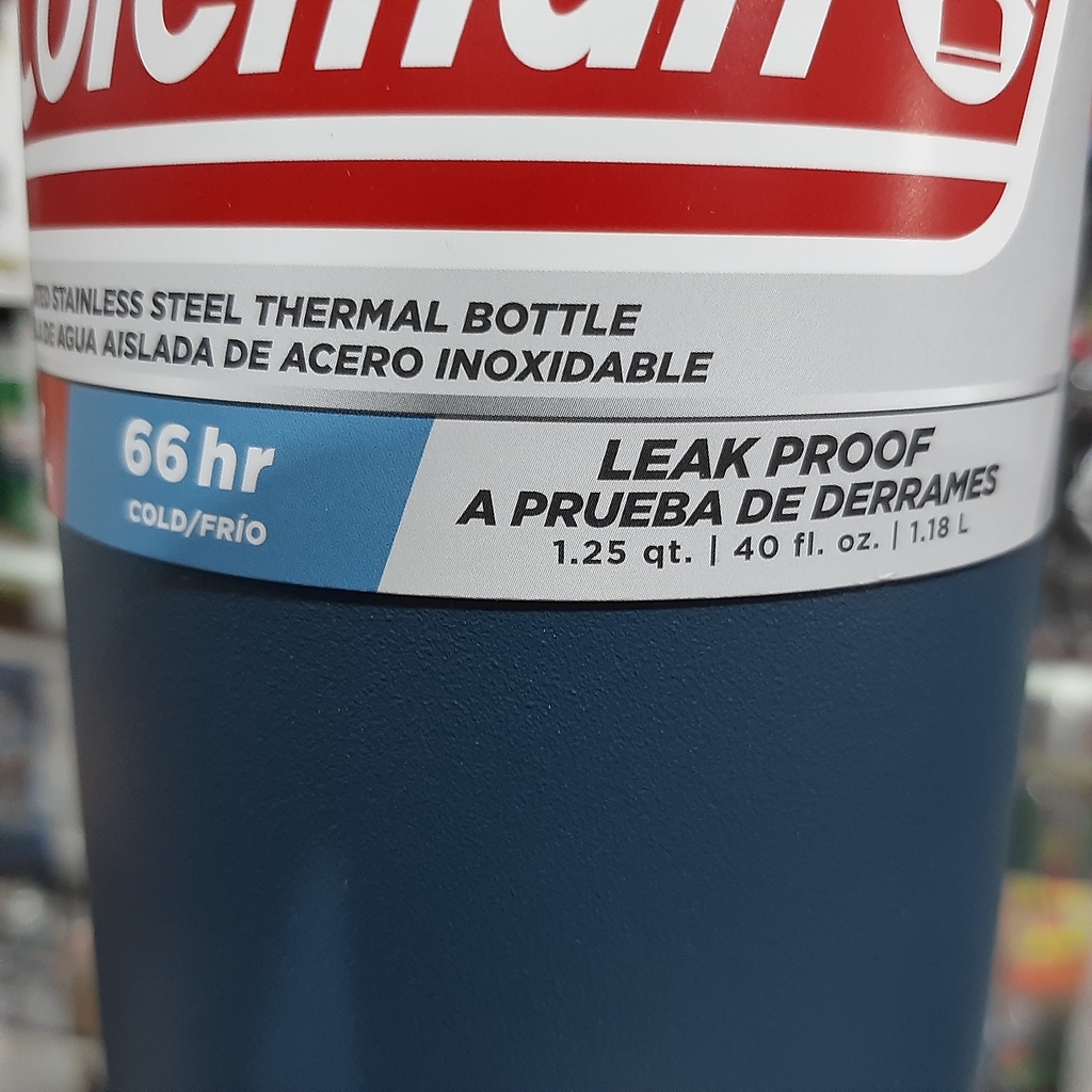 Termo Botella 40 Oz 1.2 Lts Acero Inoxidable Negro Coleman