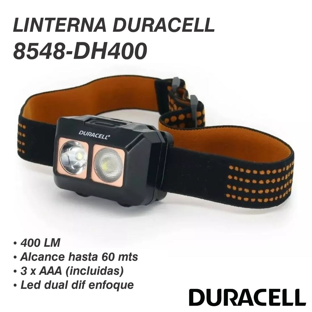 8548 LINTERNA DE CABEZA DURACELL 8548-DH400 DOBLE LUZ