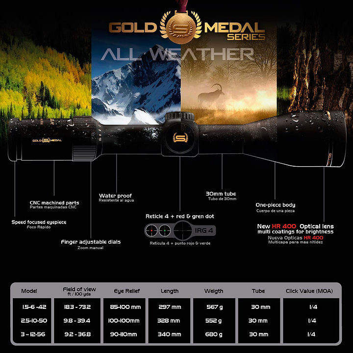 MIRA TELESCOPICA SHILBA GOLD MEDAL 1-4x 24