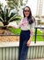Blusa manga longa estampada e pérolas na manga e viscose Ooze na internet