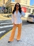 Blazer com faixa em sarja Panamá Off White