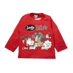 Conjunto Longo Vermelho com Camisa e Calça Jungle Bebê Masculino - Ollelê Little - comprar online