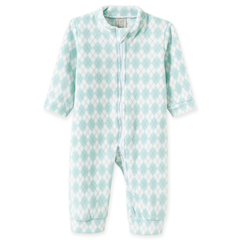Pijama Longo Macacão Xadrez Verde com Zíper Soft Bebê Unisex - Pingo Lelê