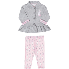 Conjunto Casaco com Pompom e Calça Legging Bebê Feminino - Tile e Sul na internet