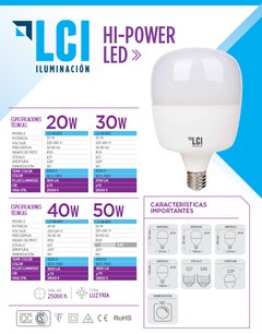 PACK x 20 Lámparas Hi Power LED 50W. E40 Luz Fría - comprar online