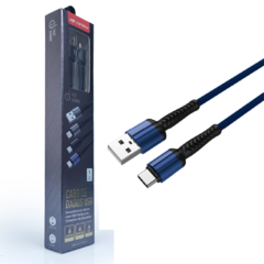Cabo USB x USB-C 2 metros Azul, C3Tech - CB-C250BL