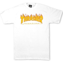 Camiseta Thrasher Magazine Classic Flame Branca