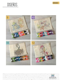 Kit de bordado. Tela marcada color + 10 hilos - AMAIA Mercería