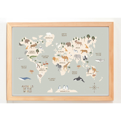 Mapa Ilustrado - Animales - Fondo verde