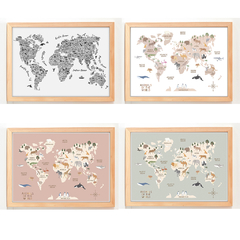 Mapa Ilustrado - Animales - Fondo rosa en internet