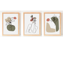 Set Abstracto Verde Seco x3