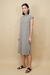 Vestido Rib Gola Alta Cinza Claro