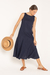 Vestido Canoa Nesga Linho Marinho - comprar online