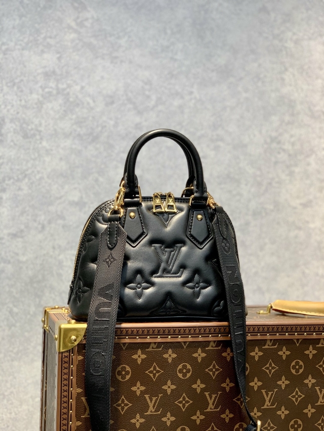 Louis Vuitton Black Quilted Monogram Calfskin Bubblegram Alma BB