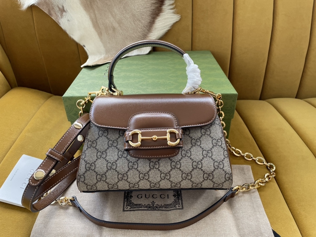 BOLSA GUCCI CALFSKIN 1955 MONOGRAM MARROM