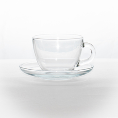 Jogo de 4 xícaras de vidro para chá com pires 230 ml na internet