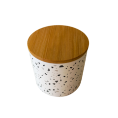 Pote de cerâmica c/ tampa bambu - comprar online