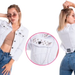 Campera Mujer De Jean Con Tachas Mom Suelta Casual Moda Sexy - tienda online