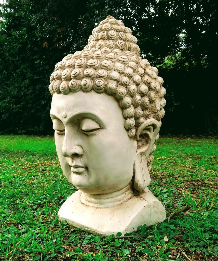 Cabeza De Buda Grande 45 Cm Resina Jardin Exterior Estatua