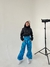 (TEENS) PANTALÓN PARACHUTE SIRÉ AZUL BRILLOSO
