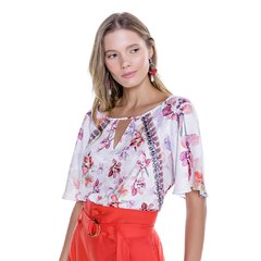 Blusa Estampa e Bordado - 9383