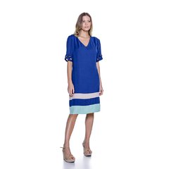 Vestido Viscose Bloco de Cores - 8923 - Grupo Cleo Carvalho