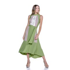 Vestido Bloco de Cores Bordado - 8881