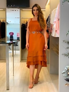 Vestido Linho Cinto Bordado - 9400