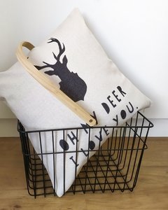 Cesta de Metal Grande Preta Alça Bambu - Casa de Domingo