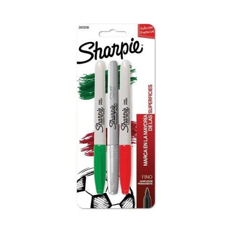 Marcadores Sharpie Fino X 3 Rojo/verde/plata