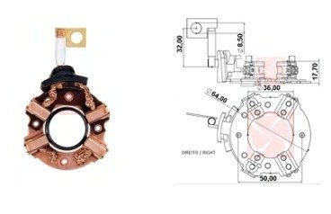 PORTA ESCOVA DO MOTOR DE PARTIDA 12V UNIFAP - UF-1.236/4