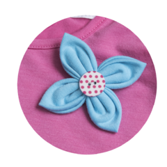 (Art.664) Vestido Nena Estampado c/Flor Contracolor - Tienda ChunChun