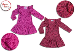 (Art.666) Vestido Estampado con Volados y Pompones