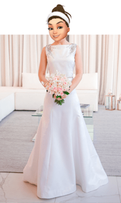 Vestido de noiva com bordados de strass nos ombros - TAM 36