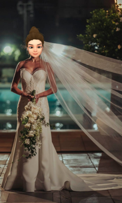 Vestido de noiva estilo sereia com bordados TAM 38