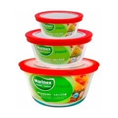 Set Bowls Vidrio Marinex Con Tapa