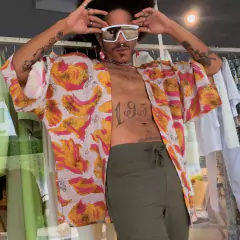 Kimono Curto Mar Print