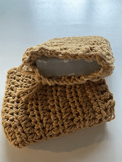 Esponja tejida en hilo de algodón con jabón de Coco Vegano - tienda online