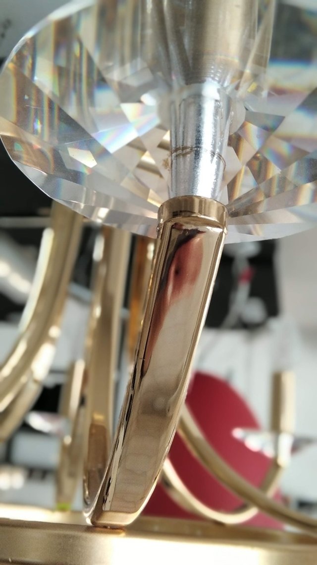 Araña De 8 Luces Baño Oro 24k Y Cristales Swarovski Novaluz