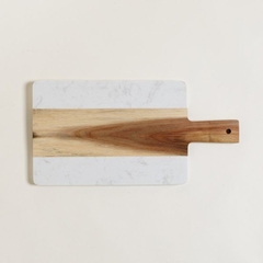 TABLA MARMOL Y MADERA MERMEL BLANCA 40X20 CM