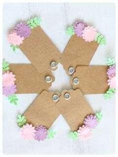 TAGS CON APLIQUE FLOR 3D + OJAL - comprar online