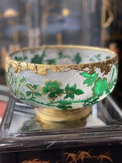 Daum Nancy- Centro de mesa em cristal francês com borda em bronze ormolu