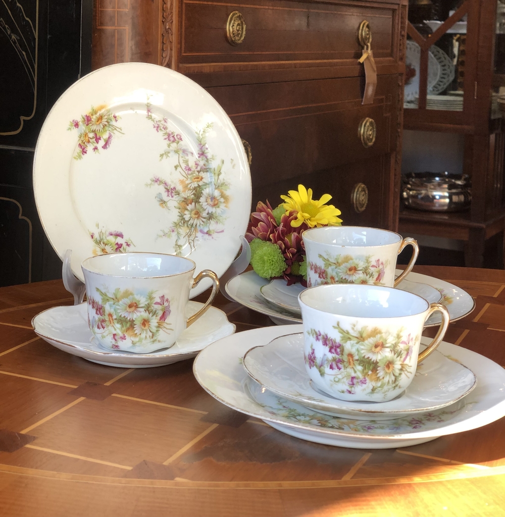 Conjunto de cha porcelana francesa Limoges Andrieux & Co