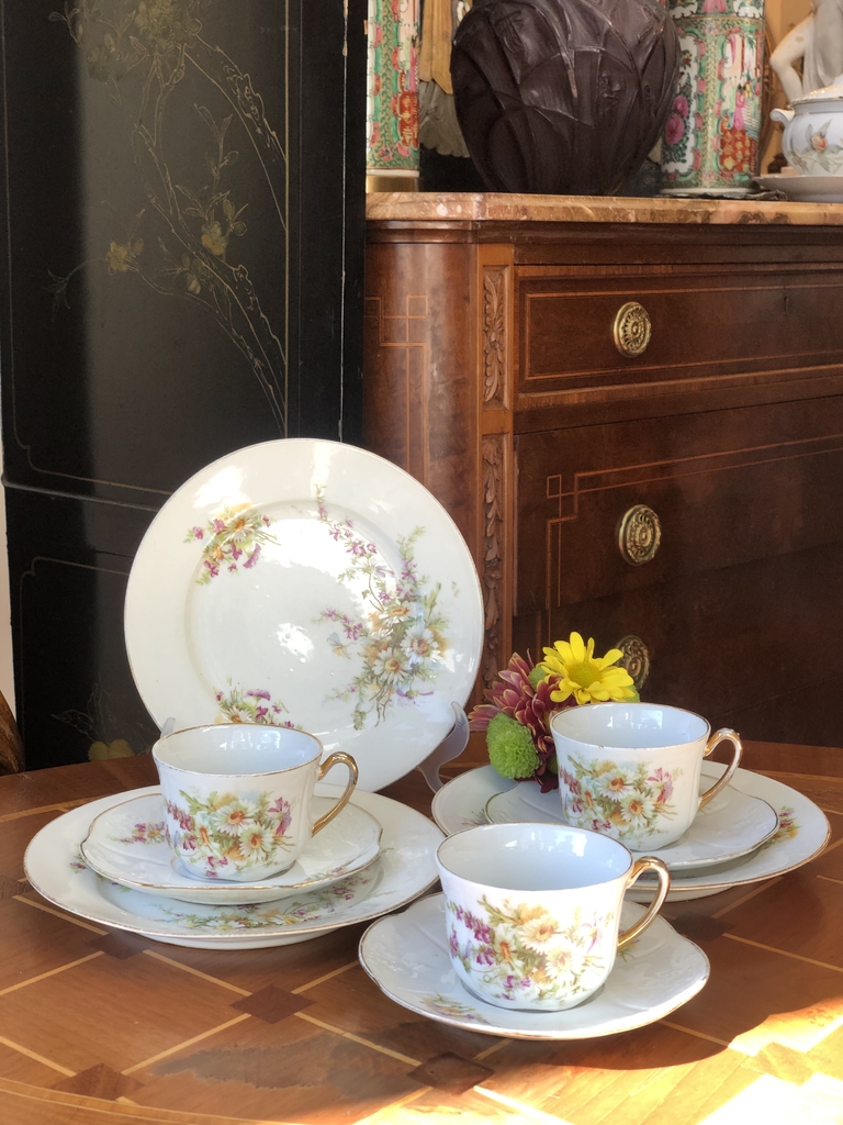 Conjunto de cha porcelana francesa Limoges Andrieux & Co