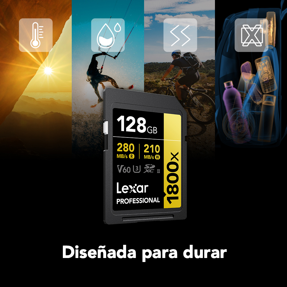 Tarjeta de memoria Lexar Professional 1800X SDXC V60 MEGA-IMPORT Argentina