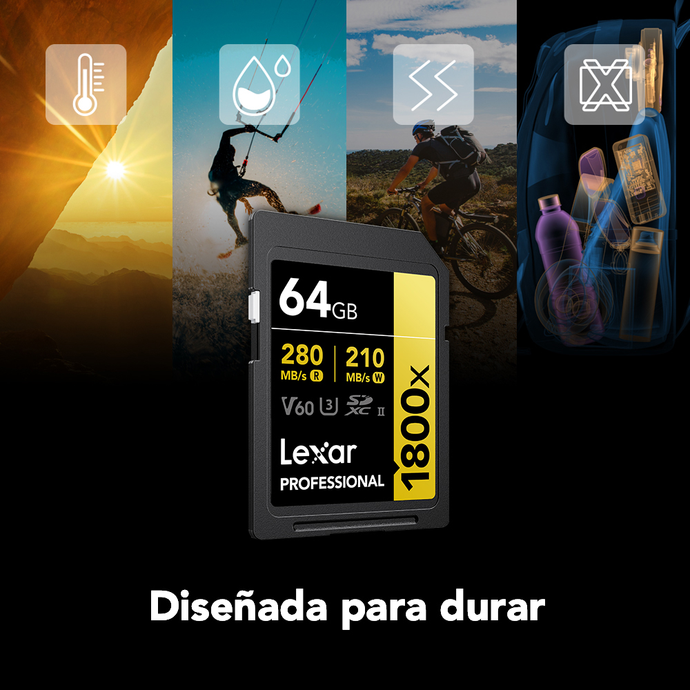 Tarjeta de memoria Lexar Professional 1800X SDXC V60 MEGA-IMPORT Argentina