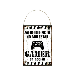 Advertencia no molestar gamer en accion
