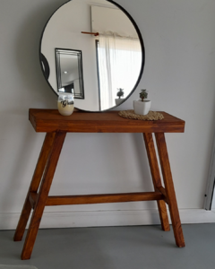 Mesa Recibidora Madera + Espejo Redondo Ø60cm - comprar online